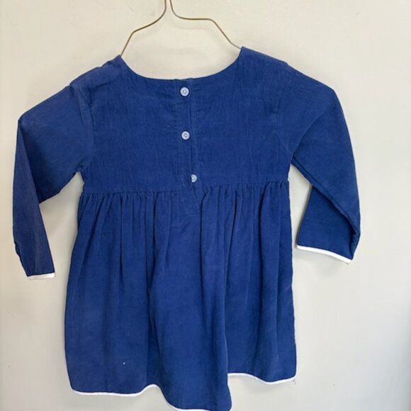 The Bubble Bee Blue Bird Embroidered Corduroy Dress - Picture 2 of 6